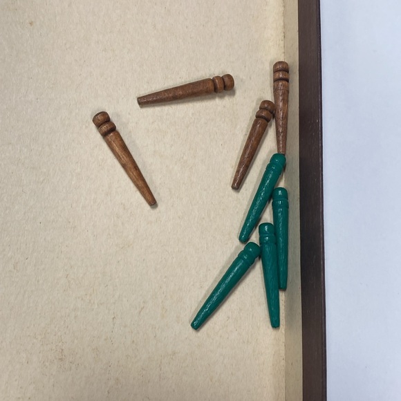 Vintage Cribbage Set Pleasantime Wood Board 1963 two lane track complete #715 - Picture 4 of 12